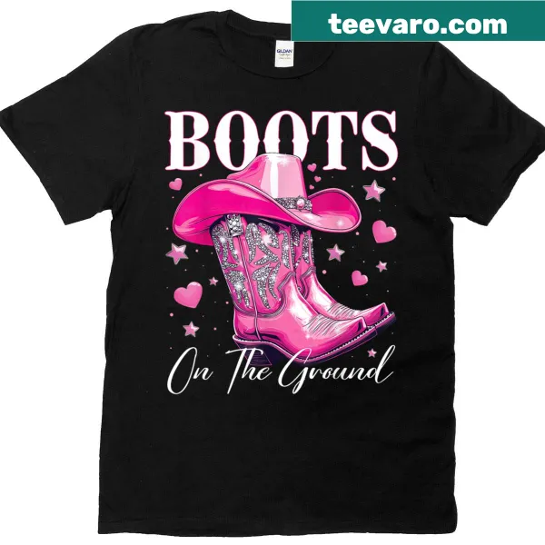 Western-themed t-shirt with 'Boots On The Ground' phrase