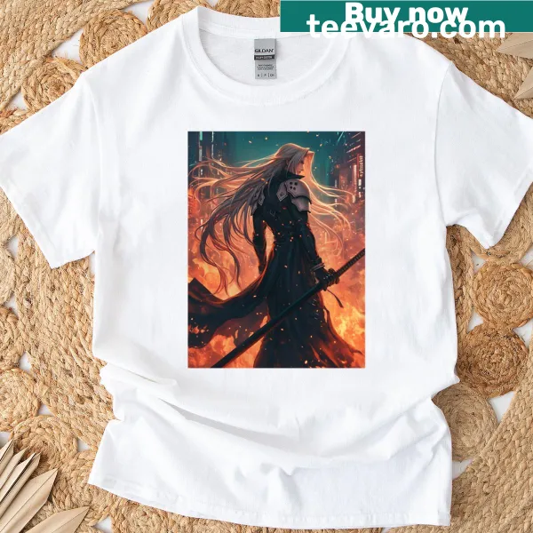 Graphic of a brave swordsman ready for adventure on a T-shirt