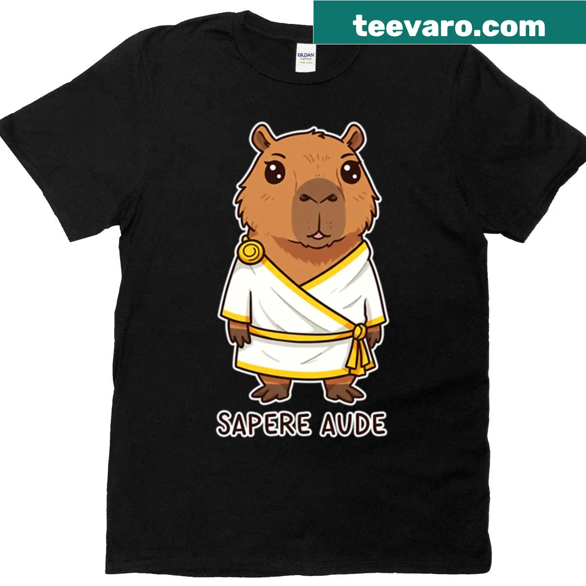 Oversized T-shirt featuring a capybara in a toga with a thoughtful design — on a men's t-shirt