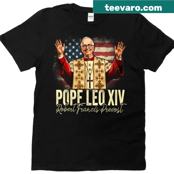 Oversized T-shirt with typography honoring Cardinal Robert Prevost and Pope Leo XIV
