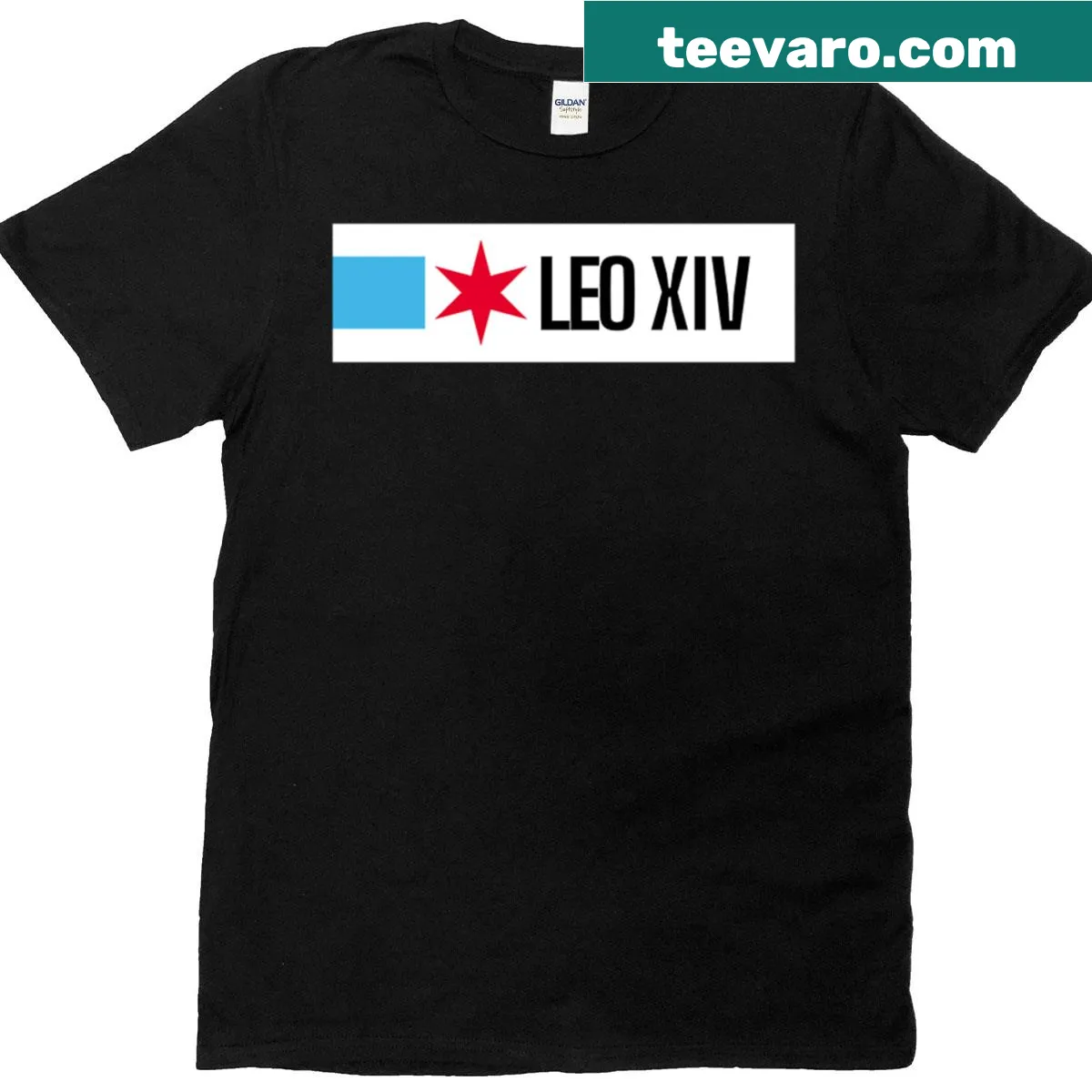 Oversized T-shirt with Chicago logo honoring Pope Leo XIV — on a men's t-shirt