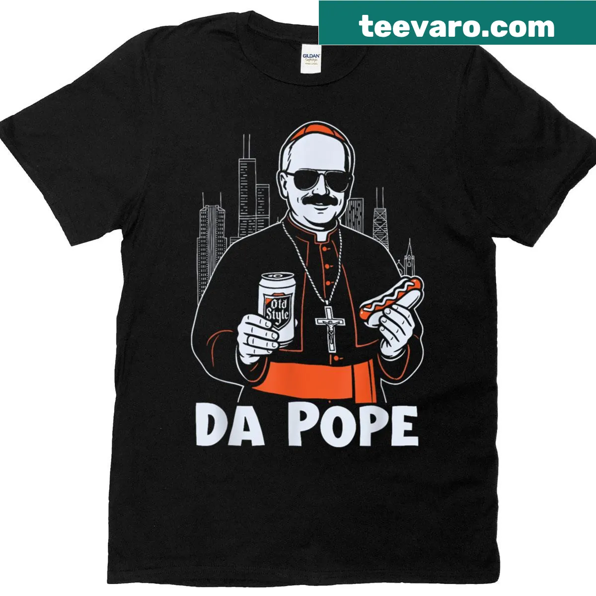 Tribute T-shirt for Pope Leo XIV with artistic design — on a men's t-shirt