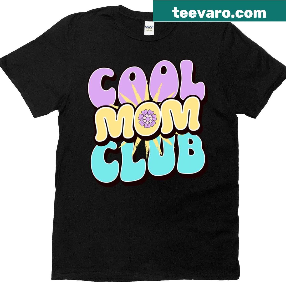 Cool Mom Club T-shirt with playful text celebrating motherhood — on a men's t-shirt