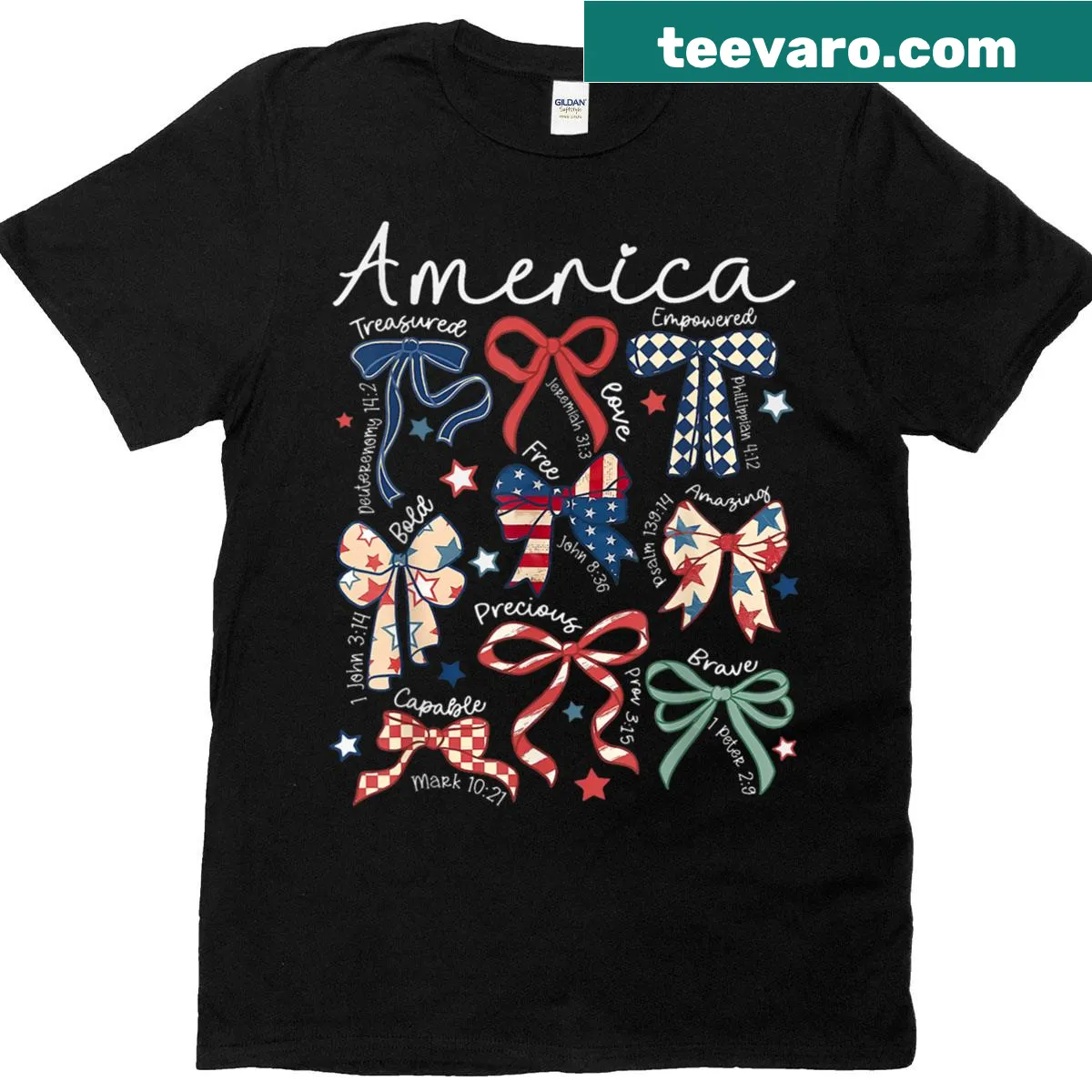 Patriotic T-shirt with a Christian theme for Independence Day — on a men's t-shirt