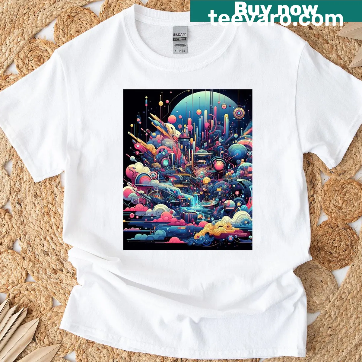 Abstract kaleidoscope graphic design on a T-shirt — on a men's t-shirt