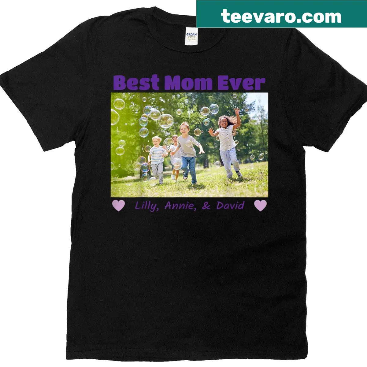 Customizable t-shirt for moms with a photo and heartfelt message — on a men's t-shirt