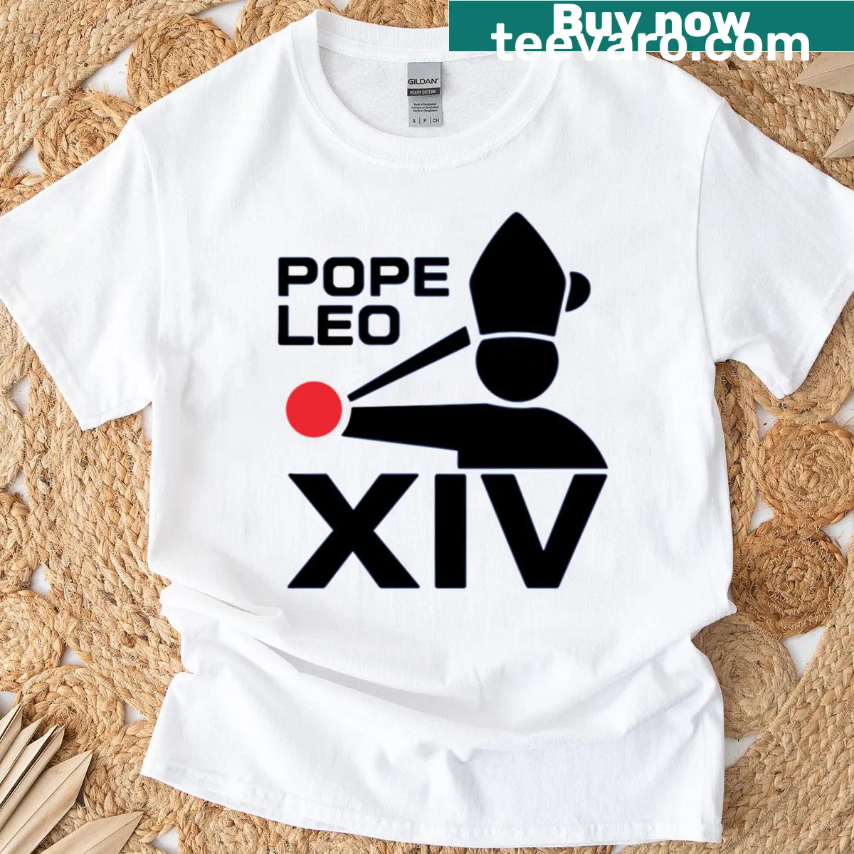 Illustration of Pope Leo XIV in baseball gear on a T-shirt — on a men's t-shirt