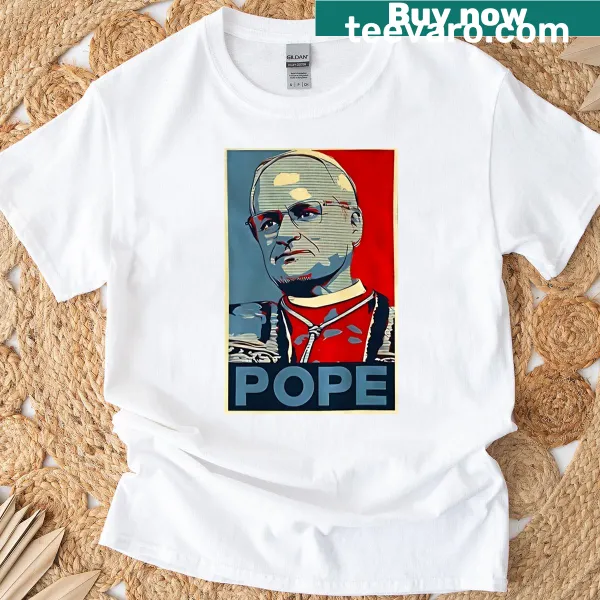 Retro-inspired T-shirt featuring Leo XIV in a playful art style