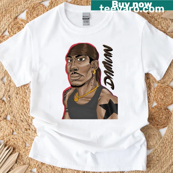 Minimalist T-shirt with abstract typography of the name Damian.