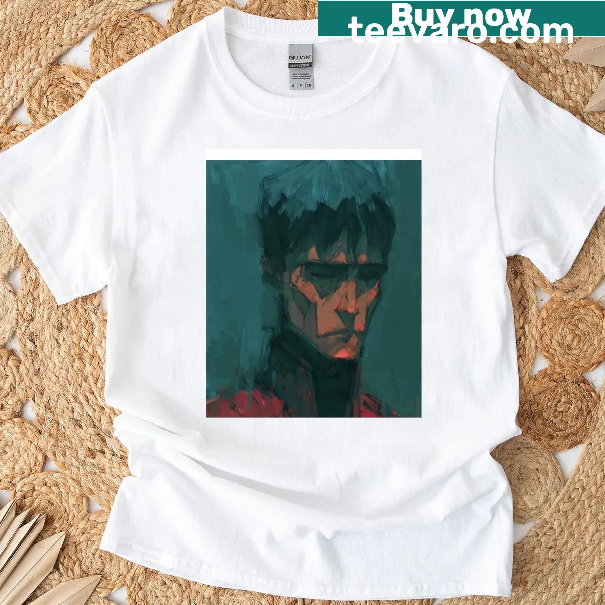 Graphic T-shirt with the phrase 'Drenched In Thought' in whimsical style — on a men's t-shirt