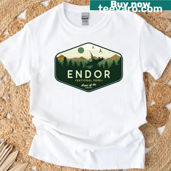Illustration of Endor National Park with Ewoks for Star Wars fans