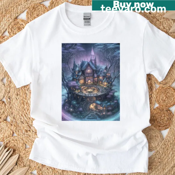 Whimsical illustration of a fairy village with enchanting details