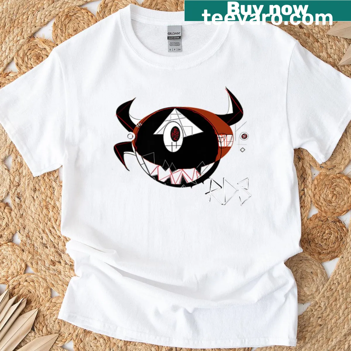 Abstract typography T-shirt representing complexity and modern life — on a men's t-shirt
