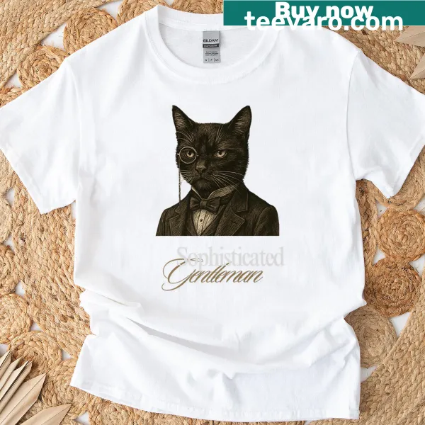 Humorous cat design T-shirt for cat enthusiasts.