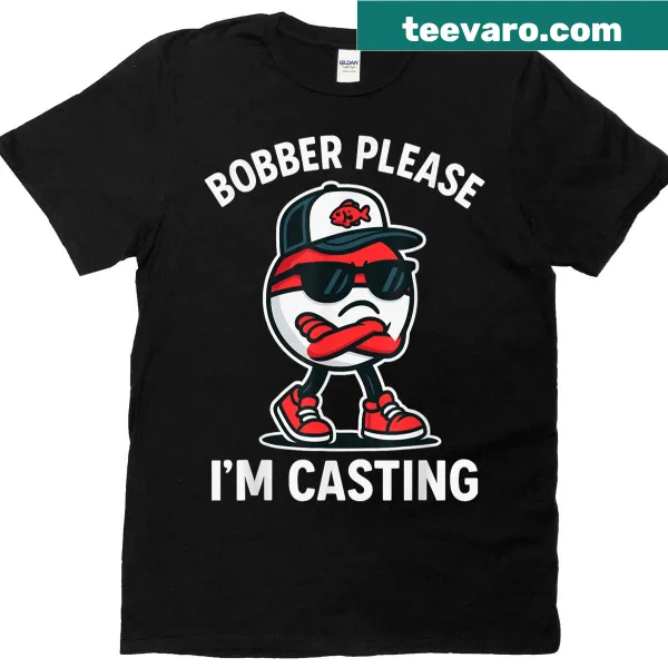 Funny fishing bobber t-shirt featuring a clever fishing pun.