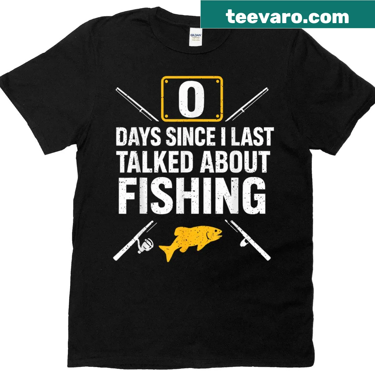 Humorous fishing-themed t-shirt with whimsical graphics — on a men's t-shirt