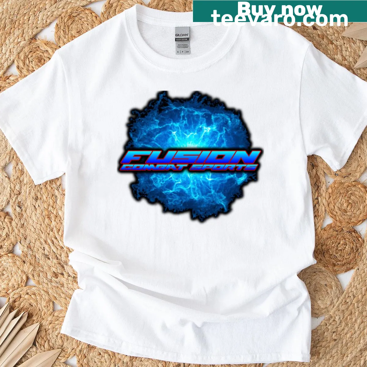 Oversized T-shirt with a lightning graphic representing combat sports — on a men's t-shirt