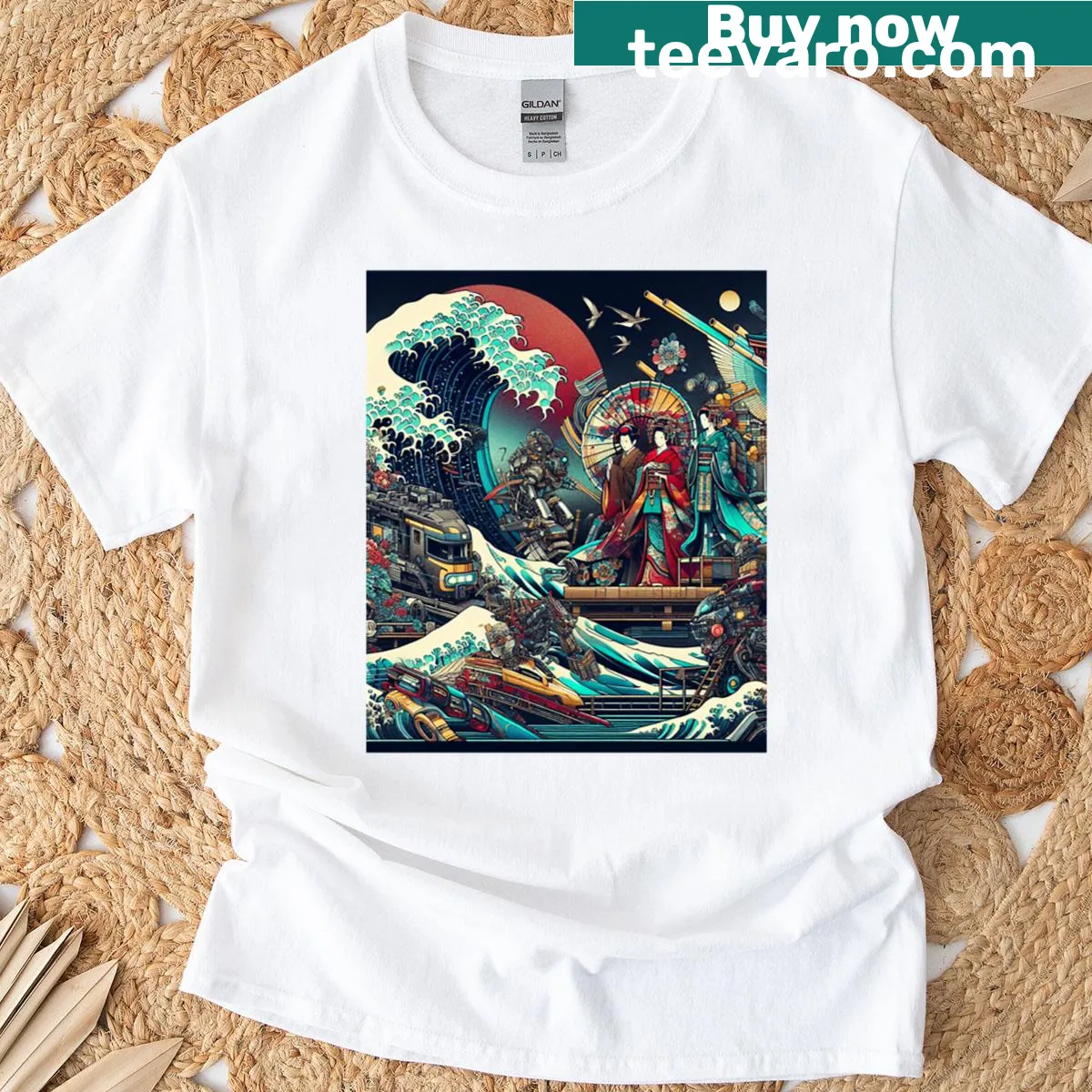 Premium T-shirt with a playful wave design for ocean lovers. — on a men's t-shirt