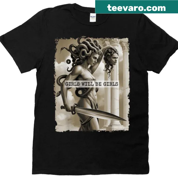 Empowering Medusa graphic t-shirt celebrating femininity and strength.