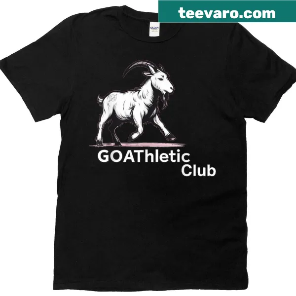 Playful goat-themed emblem on a T-shirt for sports and humor lovers