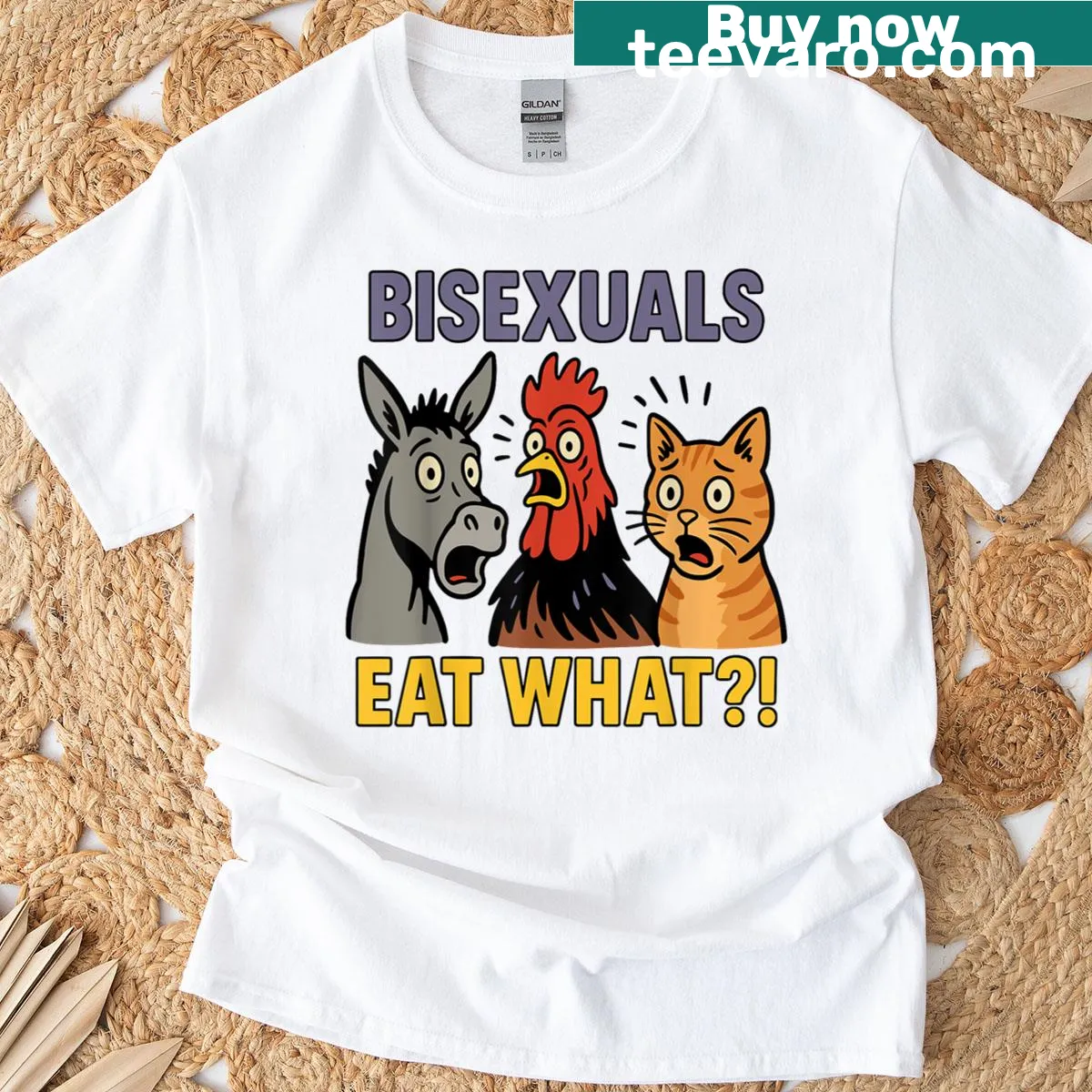 Funny LGBTQ+ T-shirt with a humorous animal pun design — on a men's t-shirt