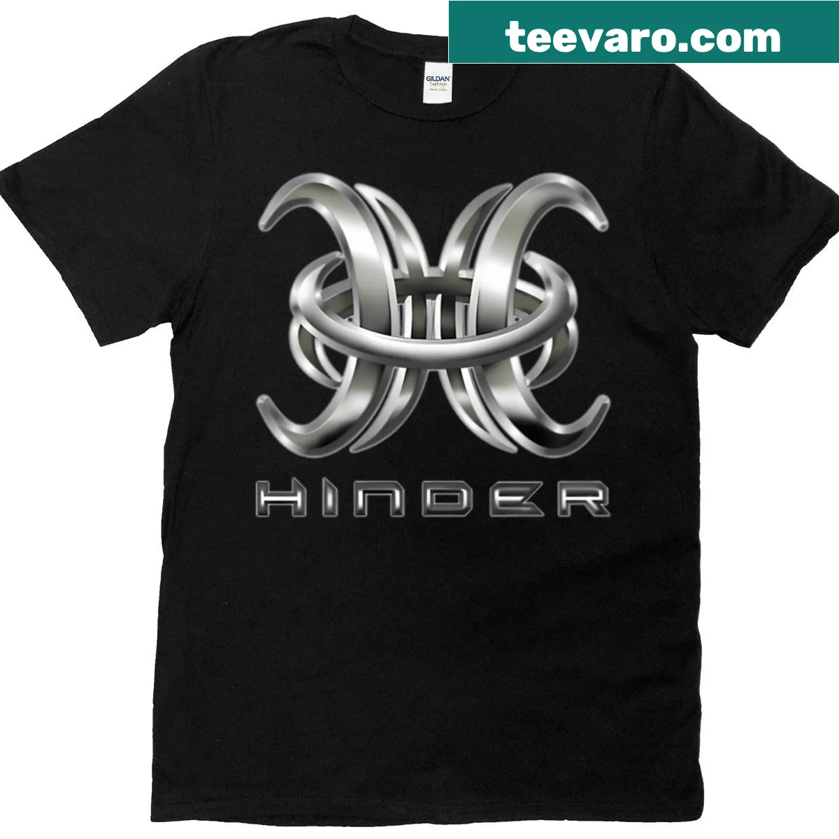 Hinders Logo T-shirt with bold typography — on a men's t-shirt