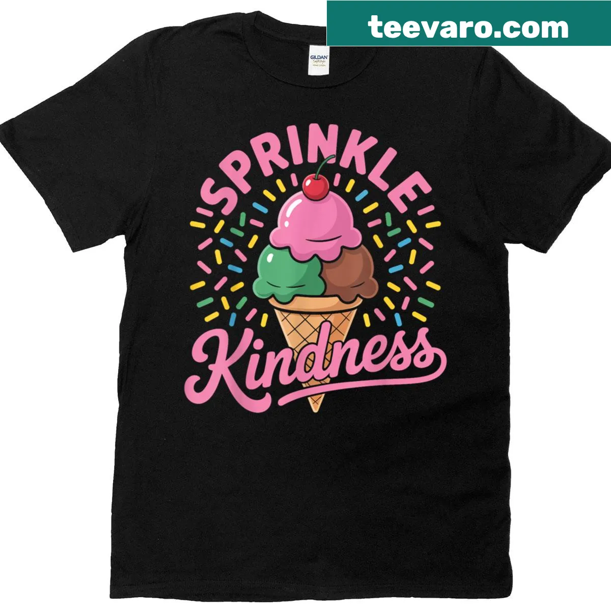 Funny t-shirt promoting kindness with an ice cream theme — on a men's t-shirt