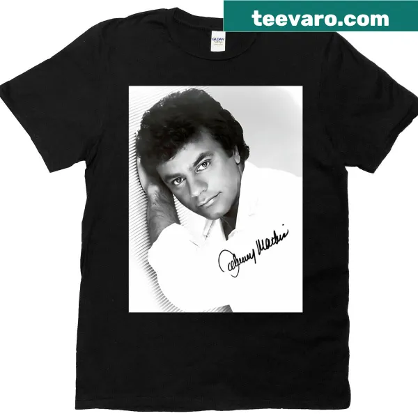 T-shirt featuring Johnny Mathis autograph graphic