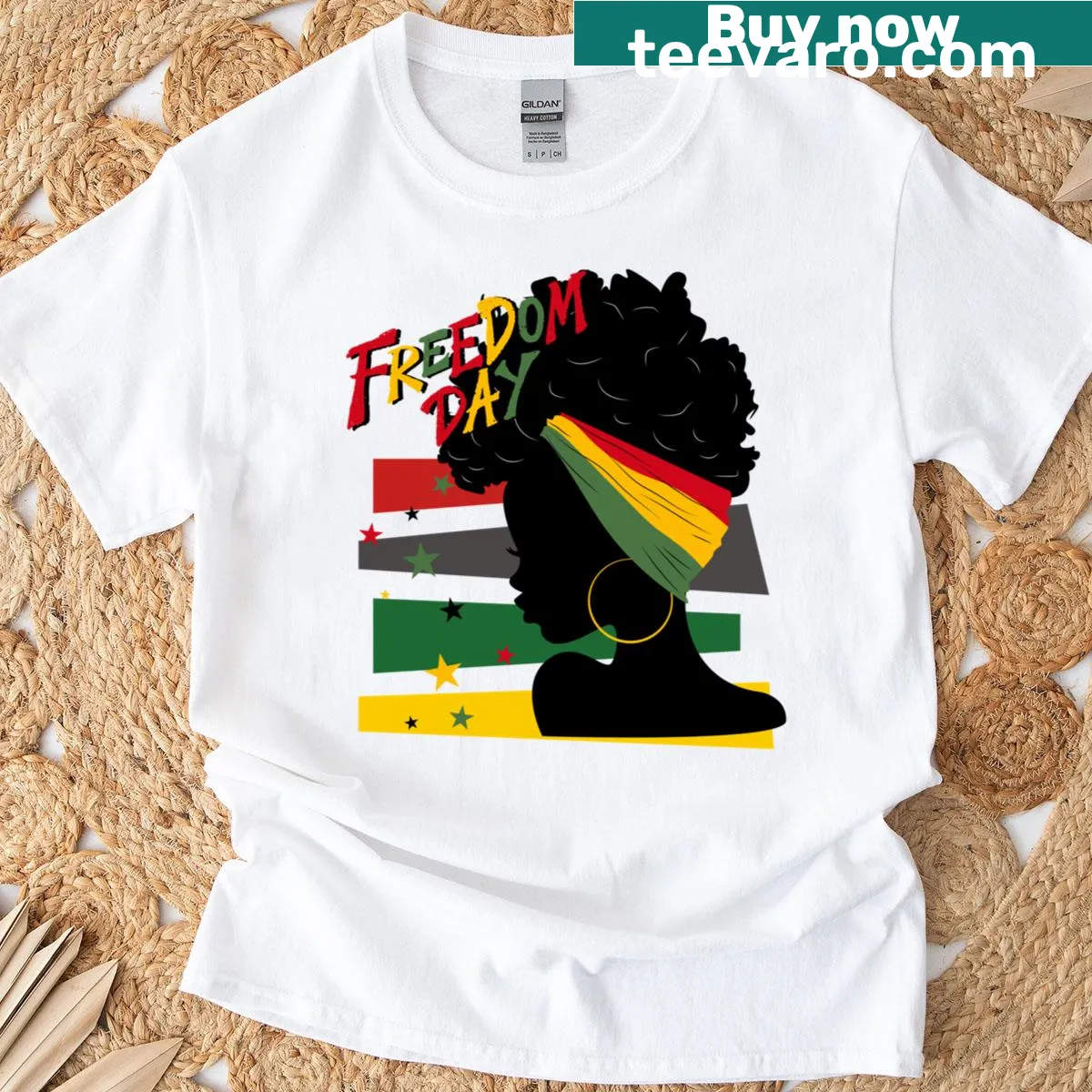 T-shirt celebrating Black Freedom Day with a powerful statement design. — on a men's t-shirt