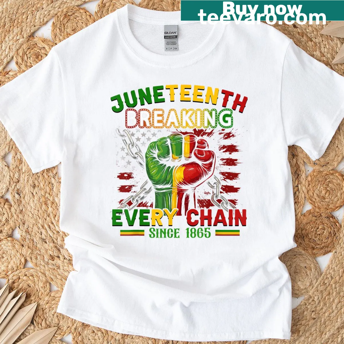 Juneteenth T-shirt with inspirational text about freedom — on a men's t-shirt