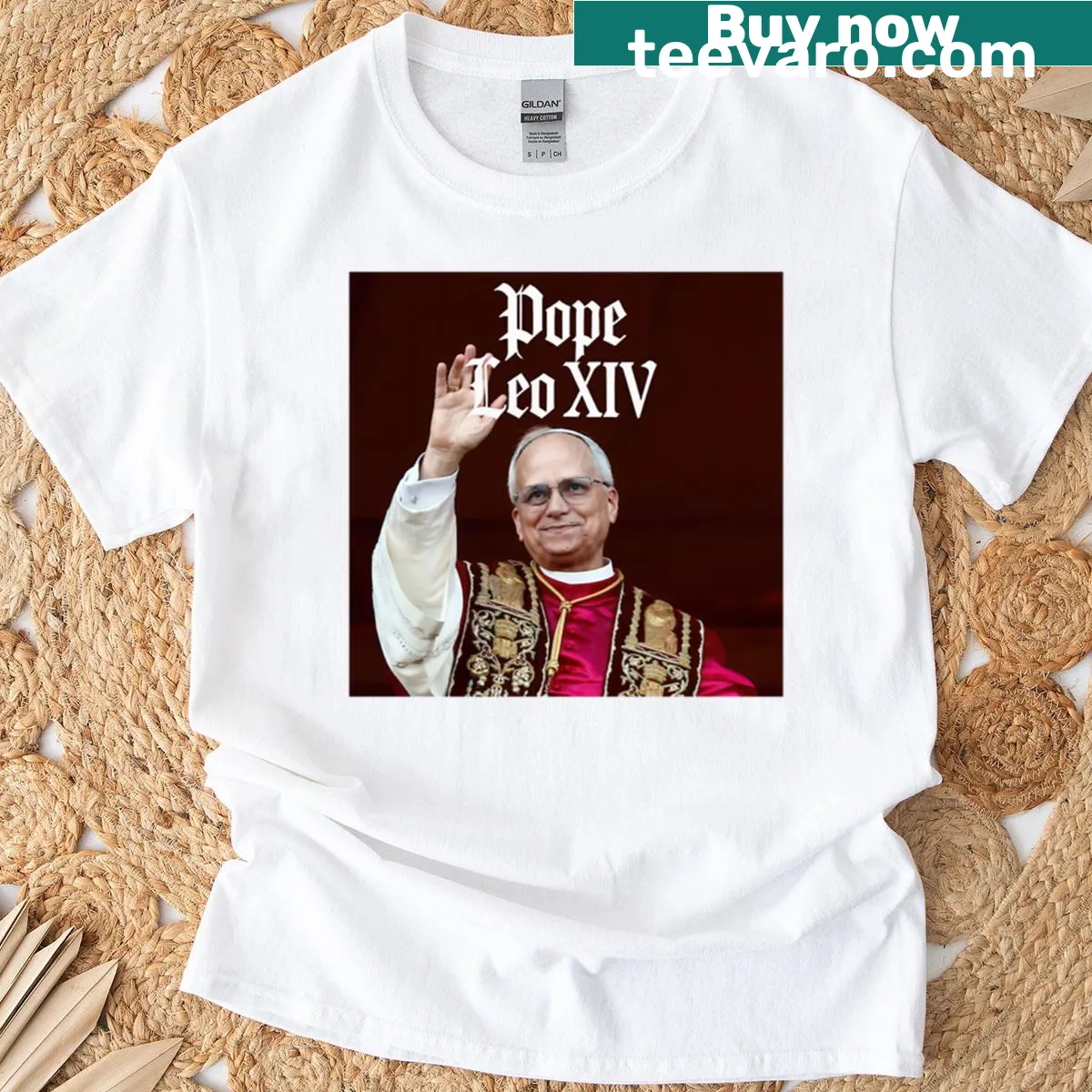 Pope Leo XIV themed T-shirt with elegant typography — on a men's t-shirt