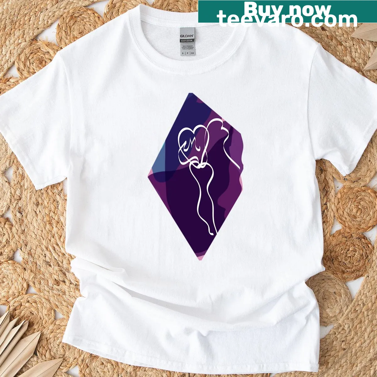 Minimalist T-shirt with a linear design inspired by watercolor and magic themes. — on a men's t-shirt