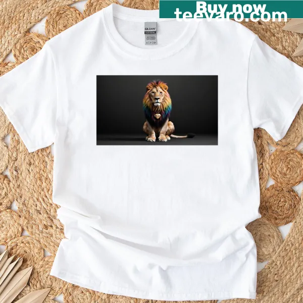 Bold typography t-shirt declaring 'Lion The Boss' in oversized style