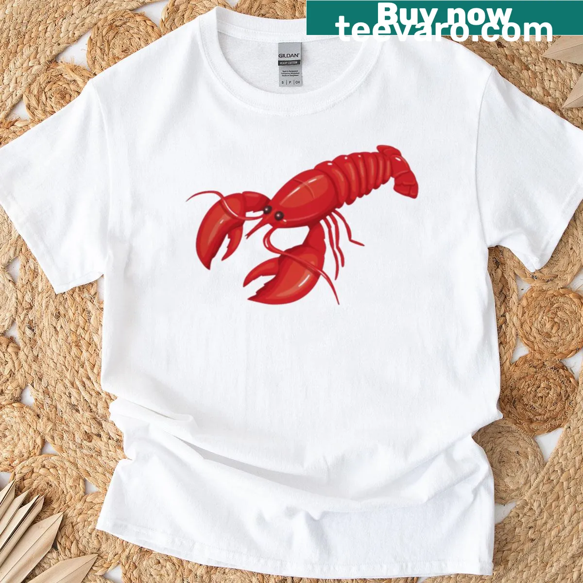 Nautical-themed T-shirt celebrating lobster fishing — on a men's t-shirt