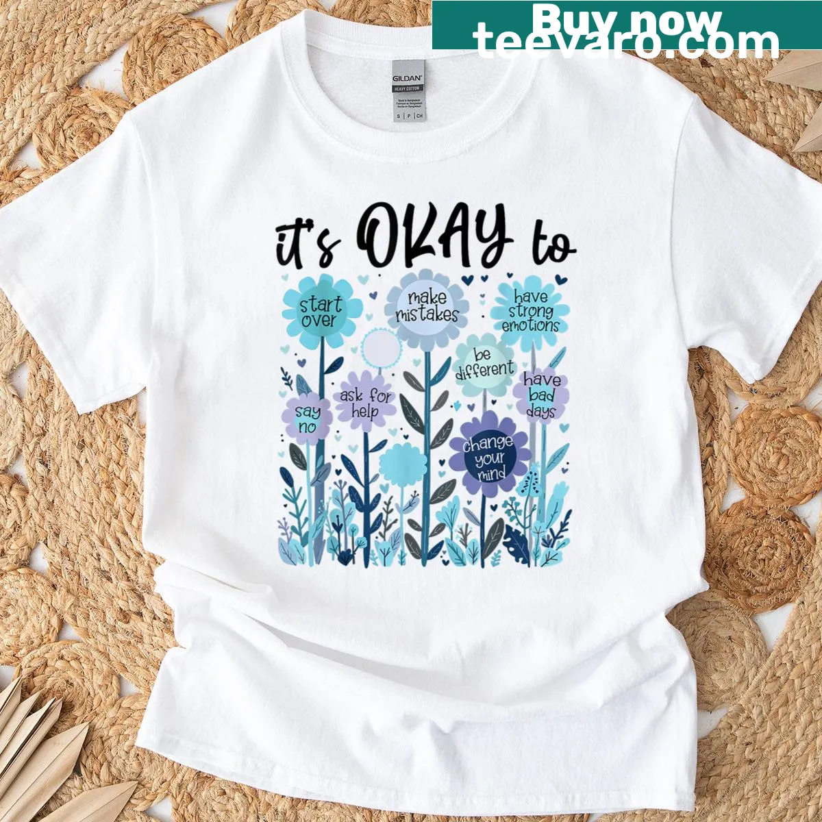 Inspirational T-shirt featuring positive quotes about mental health — on a men's t-shirt