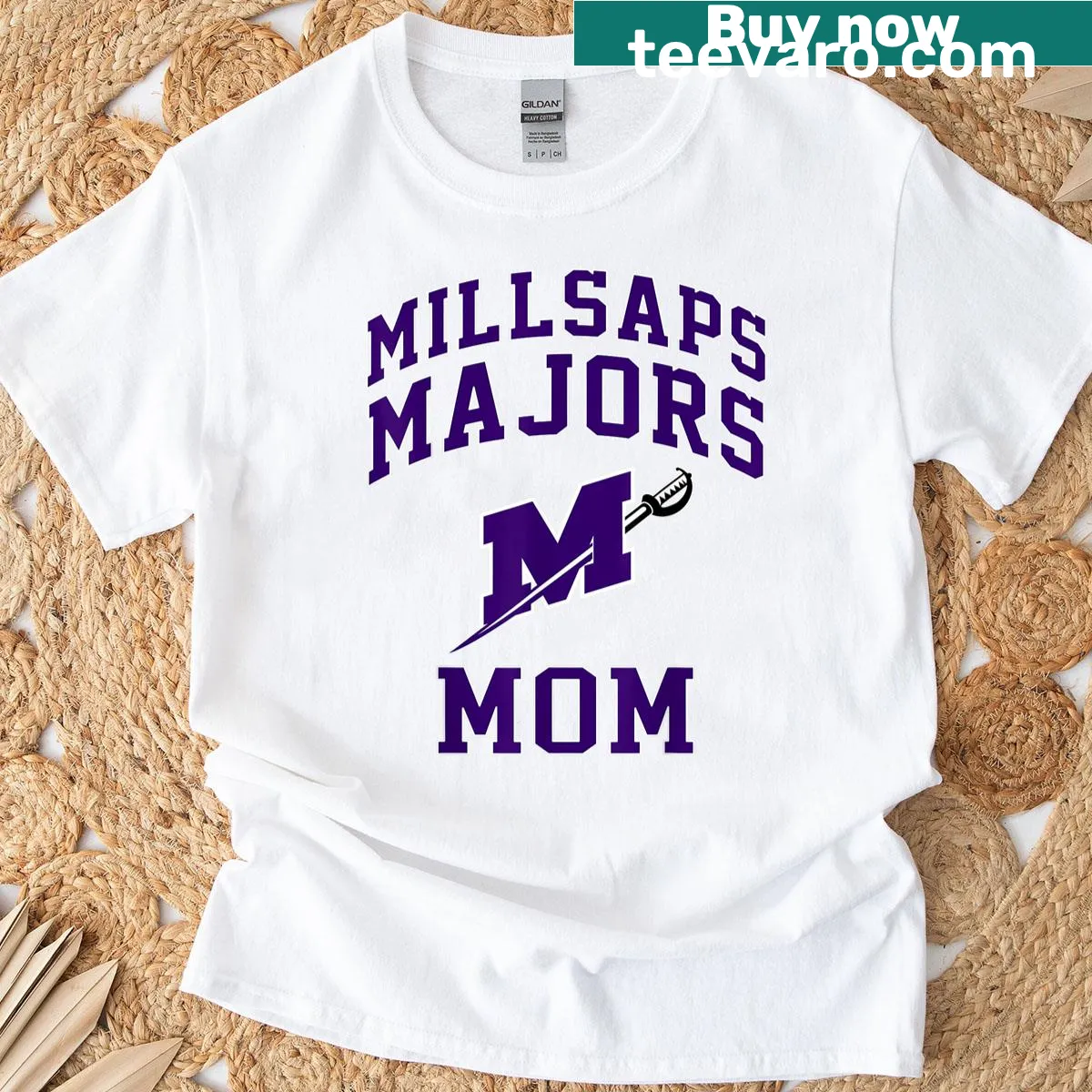 Vintage arch design T-shirt for Millsaps College moms — on a men's t-shirt