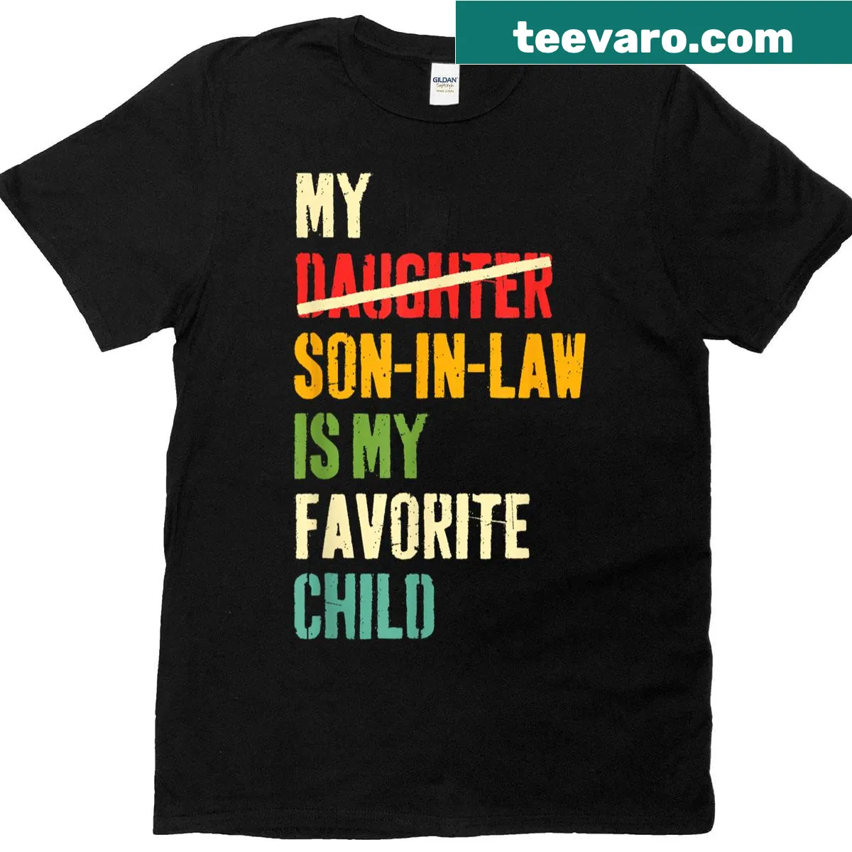 Vintage distressed T-shirt with humorous saying about son-in-law — on a men's t-shirt