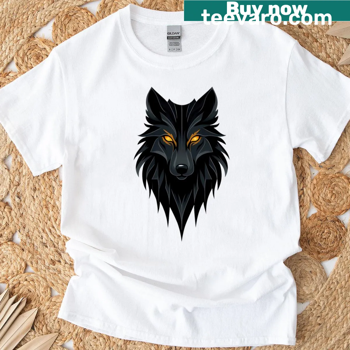 Oversized tee featuring a dark wolf silhouette — on a men's t-shirt