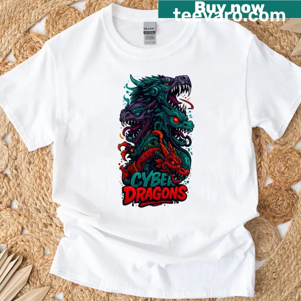 Neon-themed cyberpunk graphic T-shirt