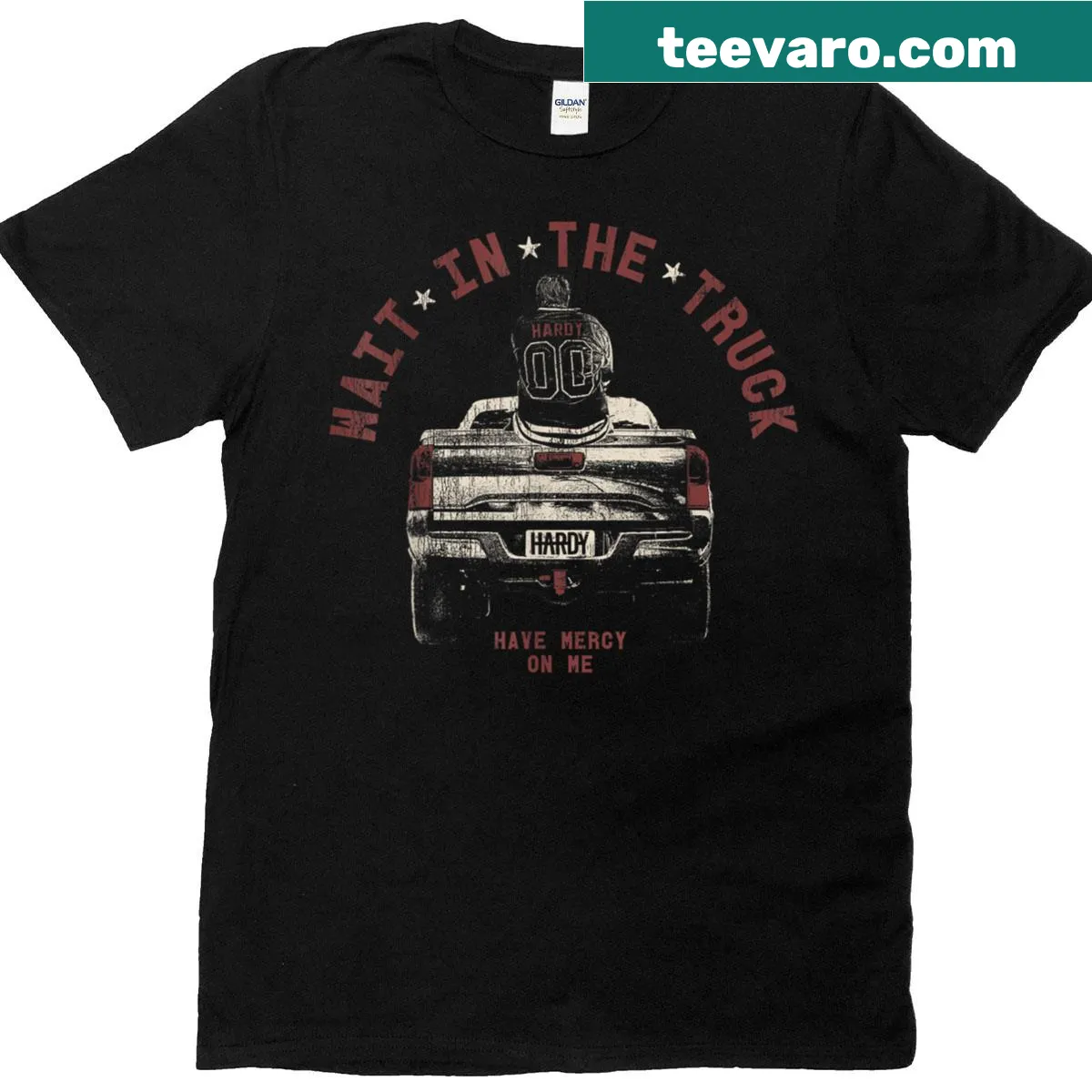 Funny T-shirt featuring the phrase 'Wait In The Truck' — on a men's t-shirt