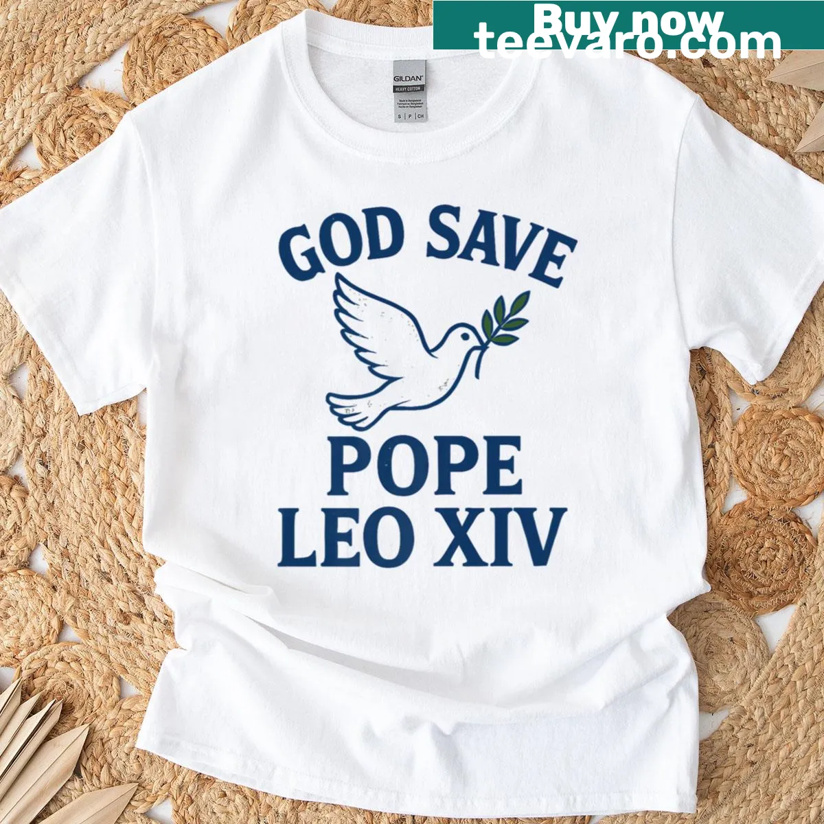 Faith-themed T-shirt featuring papal election graphic — on a men's t-shirt