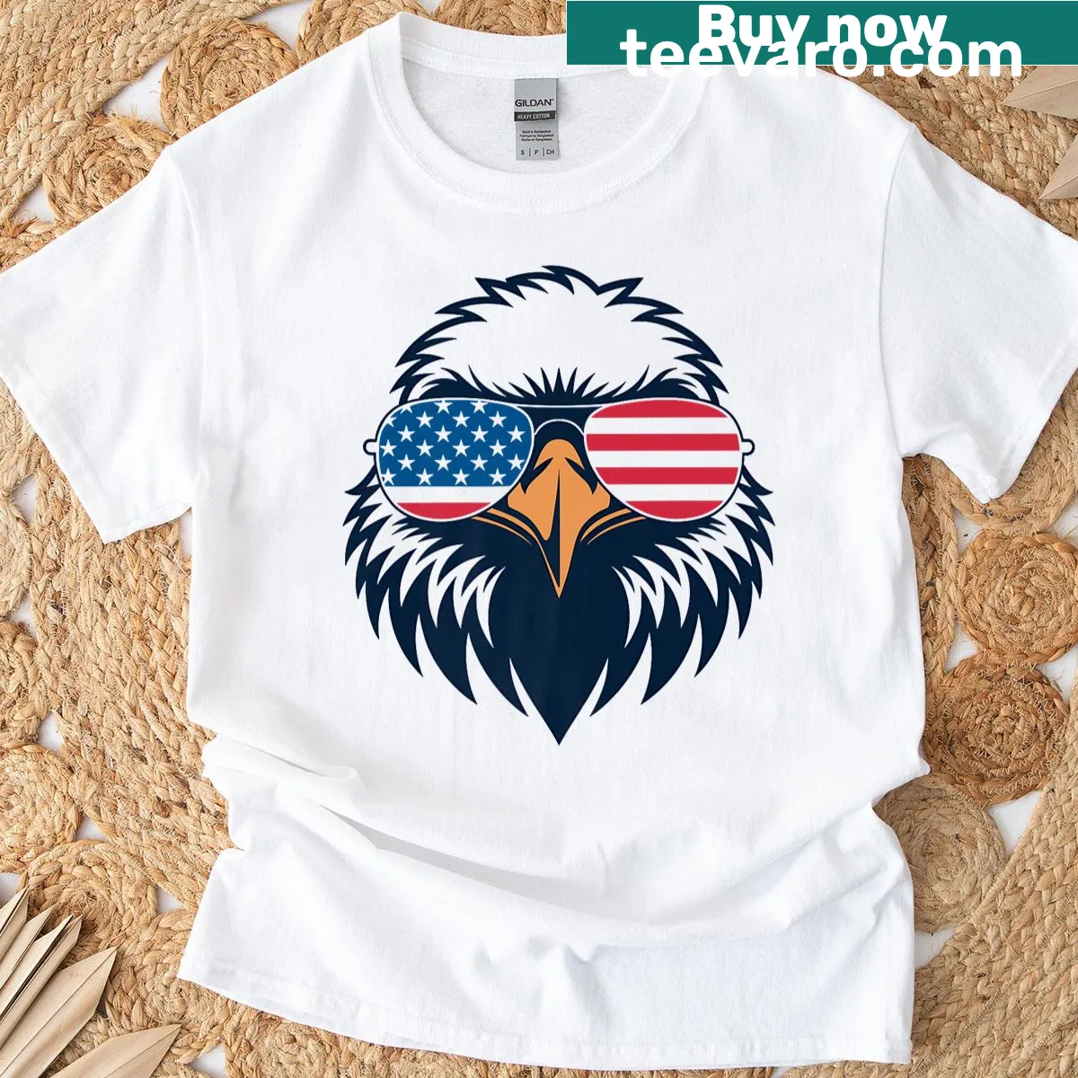 Eagle and American flag design T-shirt for Independence Day — on a men's t-shirt