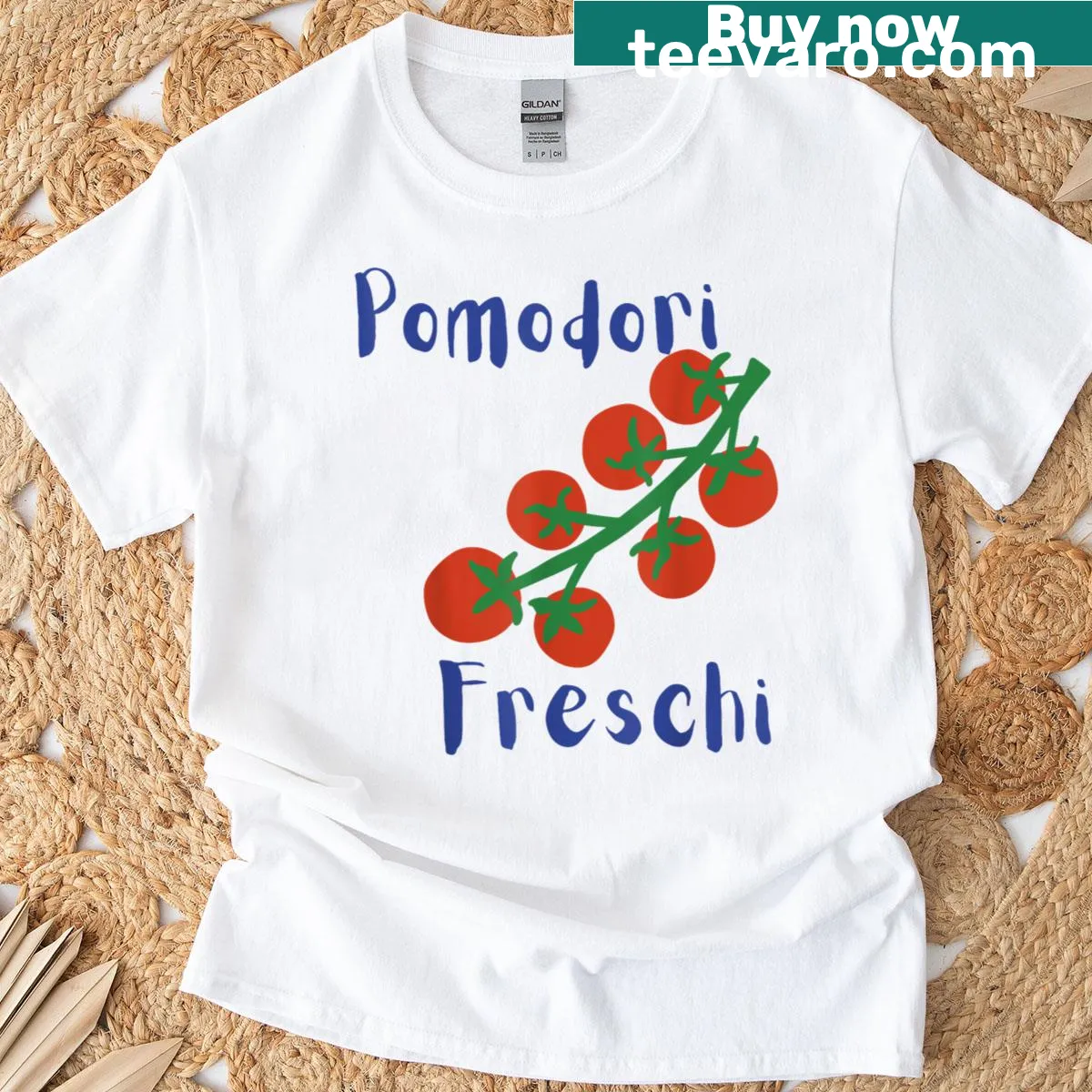 Illustration of fresh tomatoes on a t-shirt — on a men's t-shirt