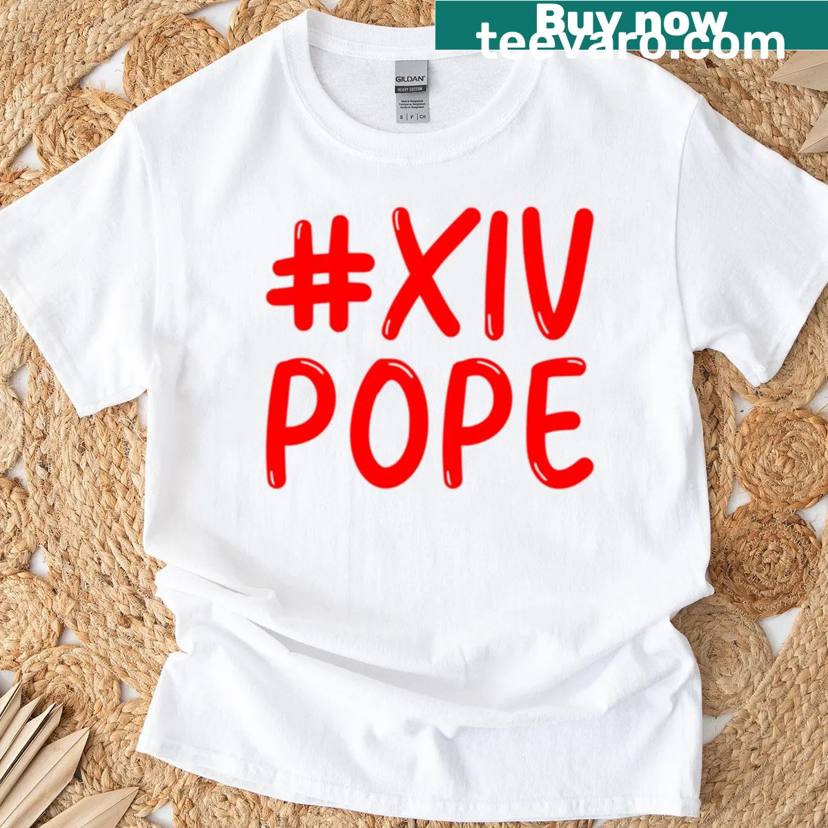 Emblem of Pope Leo XIV on a T-shirt, representing faith and pride — on a men's t-shirt