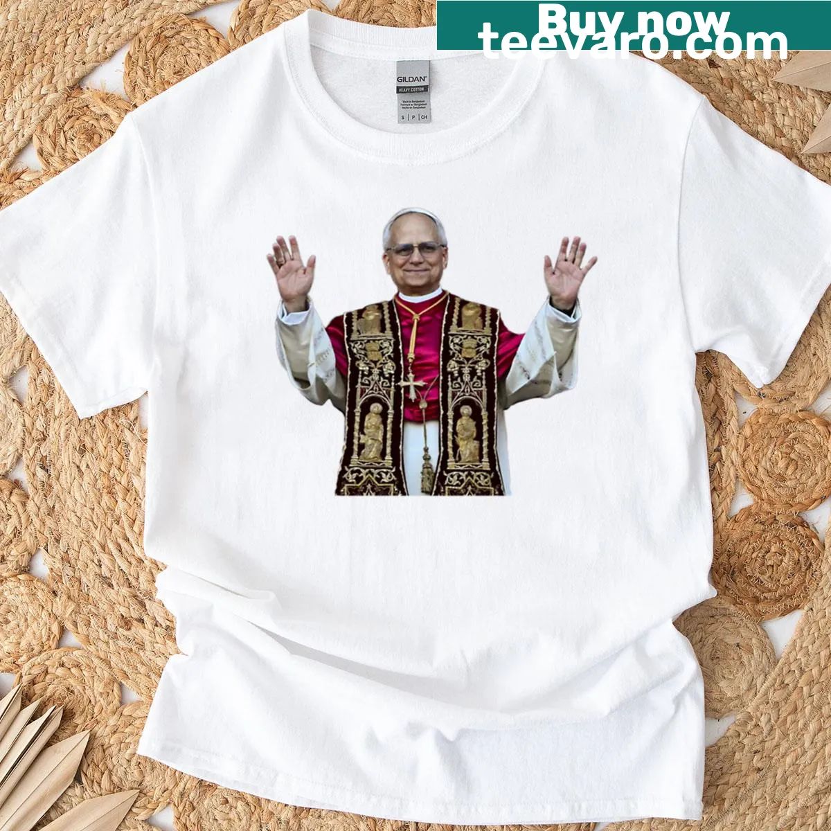 Design featuring Pope Leo XIV and Cardinal Robert Prevost. — on a men's t-shirt