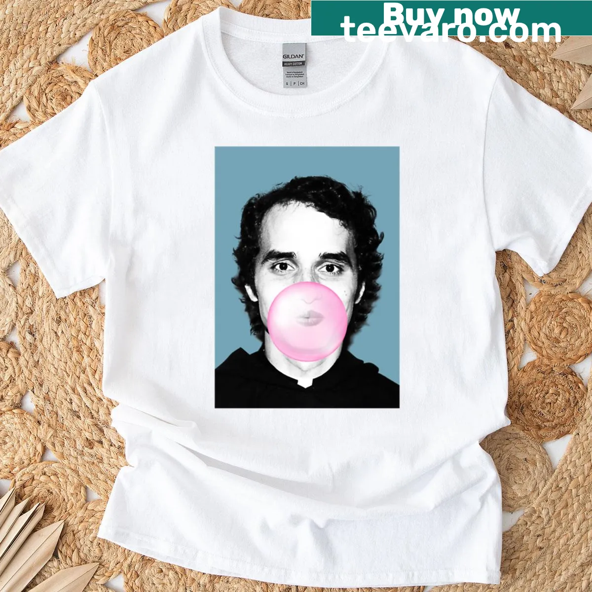 Pop art poster design of Pope Leo XIII on oversized T-shirt — on a men's t-shirt