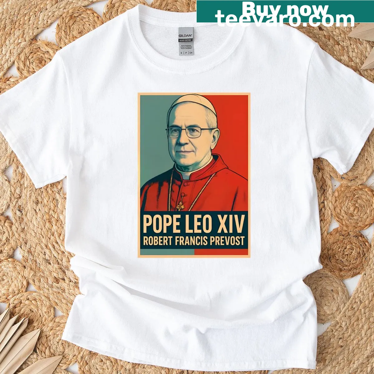 Funny t-shirt featuring Pope Leo XIV and Robert Francis Prevost — on a men's t-shirt