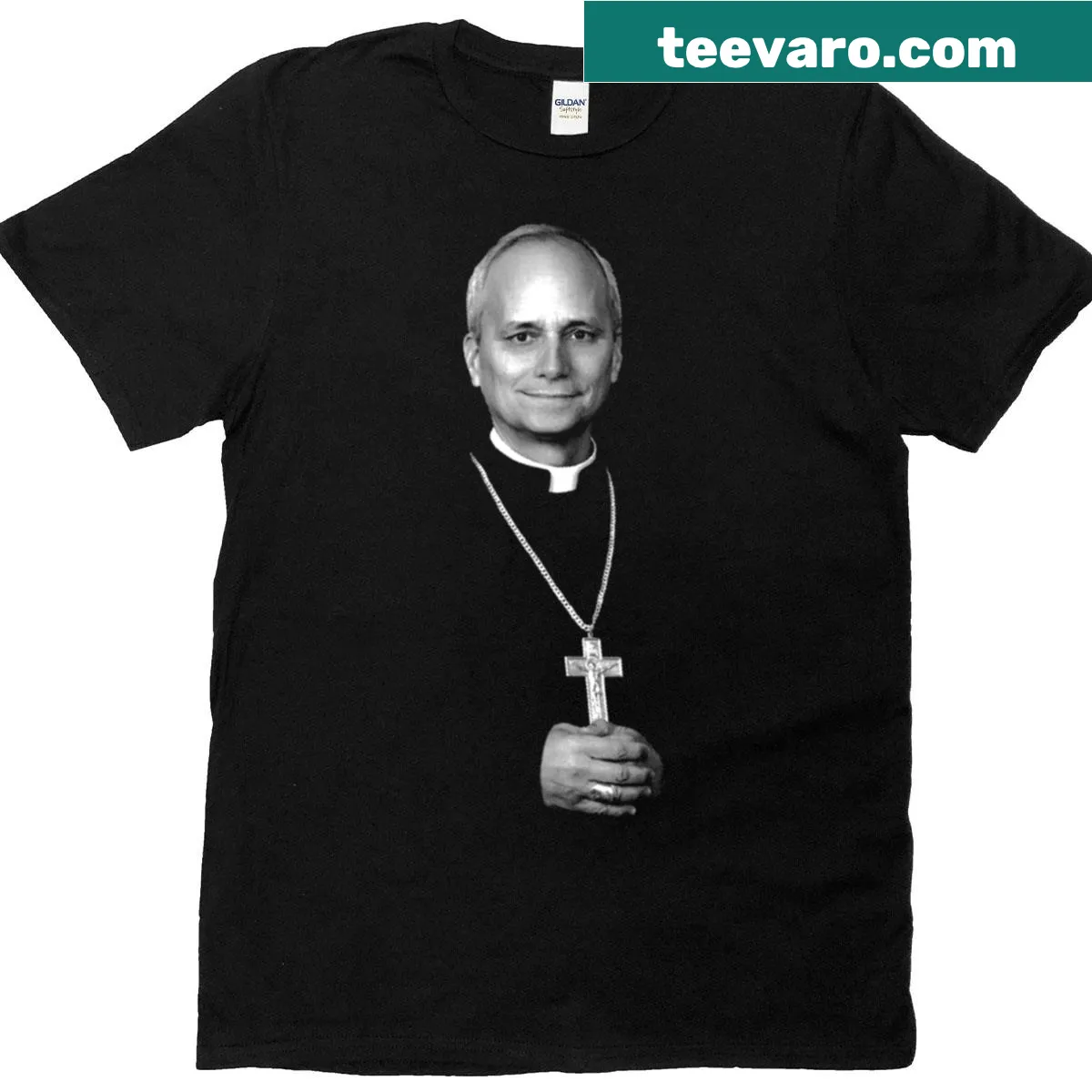 T-shirt featuring Robert Prevost and Pope Leo XIV graphic — on a men's t-shirt