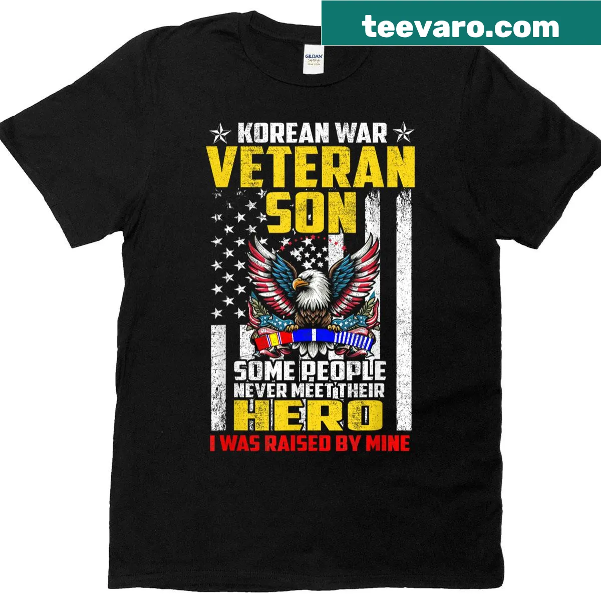 Graphic honoring Korean War veterans on a T-shirt for their sons — on a men's t-shirt