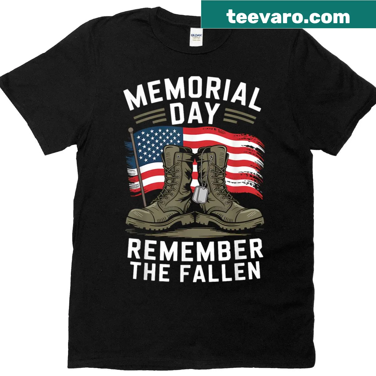 Vintage-style t-shirt with the phrase 'Remember The Fallen' honoring veterans. — on a men's t-shirt